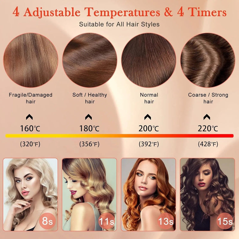 Automatic Curling Iron, Ceramic Ionic Auto-Rotating Hair Curling Wand