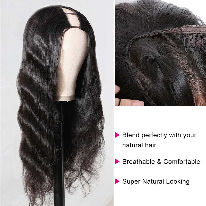 U Part Body Wave Wig – 100% Brazilian Remy Human Hair