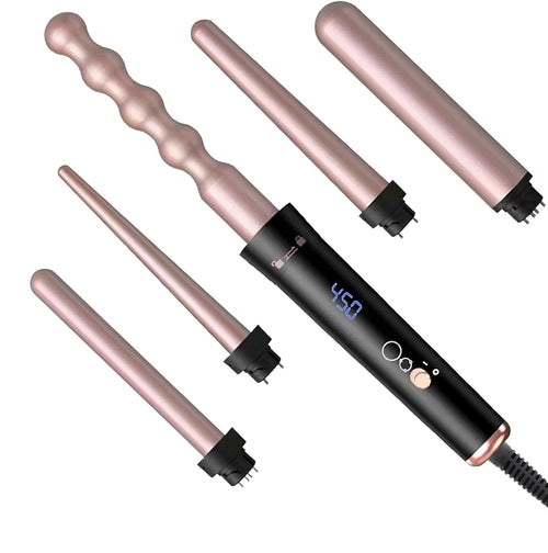 5-in-1 Curling Iron Set, Curling Wand Set With LCD Digital Display And