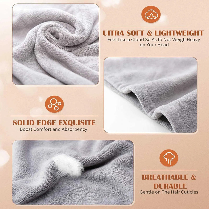 Women 3 PC Microfiber Hair Towel Wrap Ultra Absorbent Hair Turbans For