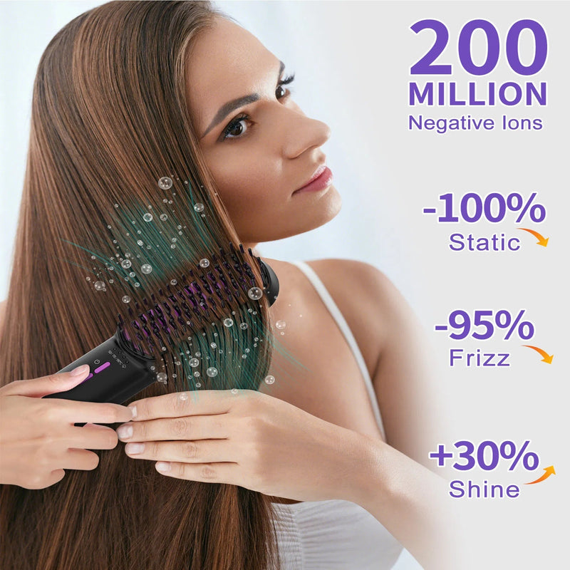 Hair Straightener Brush, Ionic Plus Steam Straightening Brush For