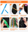 30 Pcs Heatless Hair Curlers Wave Curls Styling Kit With 2 Pcs Styling