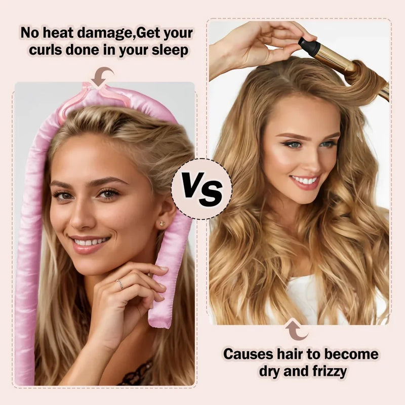 Heatless Curling Rod Night Cap No Heat Ribbon Lazy Hair Curlers