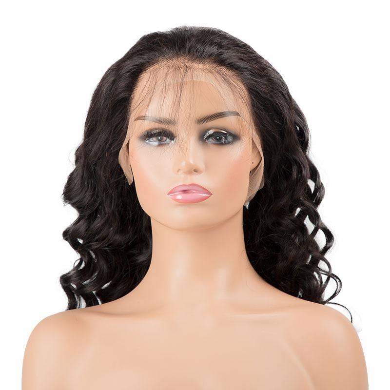 -13x4 HD Transparent Lace Front Loose Curly Human Hair Wigs 200% Densit