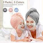 Women 3 PC Microfiber Hair Towel Wrap Ultra Absorbent Hair Turbans For