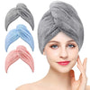 Women 3 PC Microfiber Hair Towel Wrap Ultra Absorbent Hair Turbans For