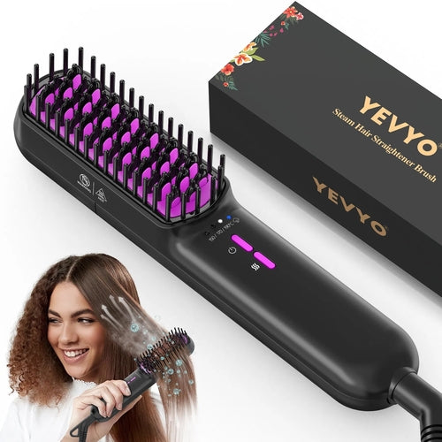 Hair Straightener Brush, Ionic Plus Steam Straightening Brush For