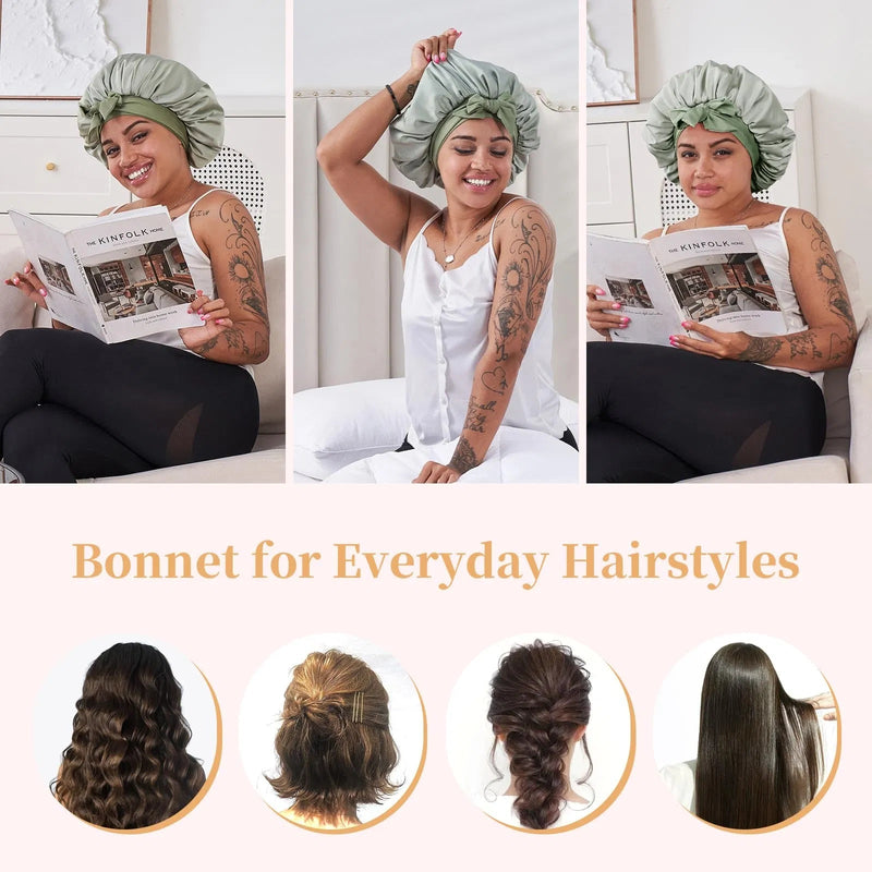 Silk Bonnet For Sleeping Women, Satin Hair Bonnet For Sleeping For