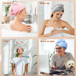 Women 3 PC Microfiber Hair Towel Wrap Ultra Absorbent Hair Turbans For