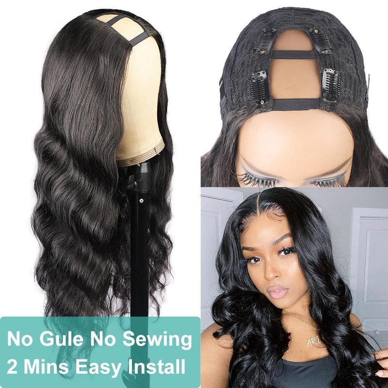 U Part Body Wave Wig – 100% Brazilian Remy Human Hair