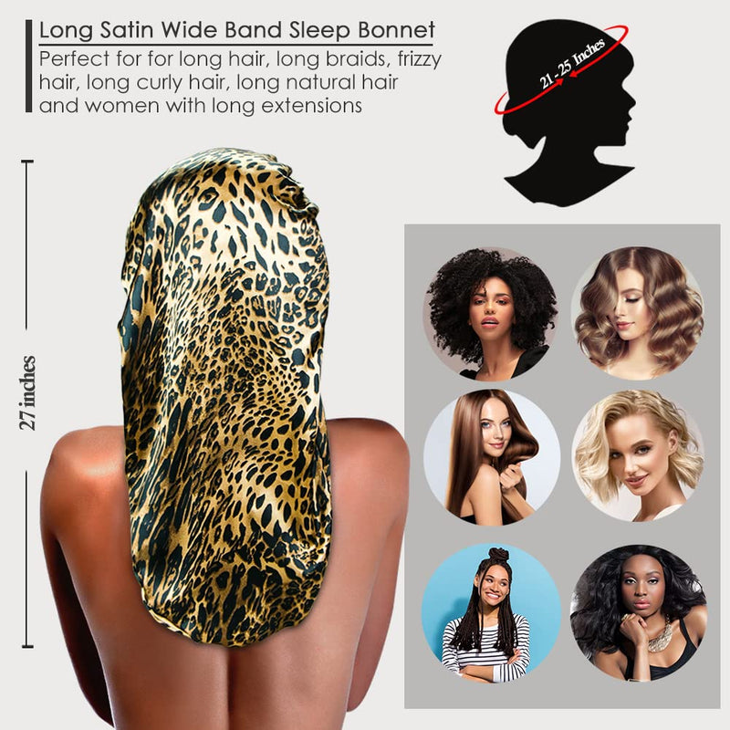 Designer Satin Hair Bonnet Sleeping Extra Long Braid Silk Bonnets